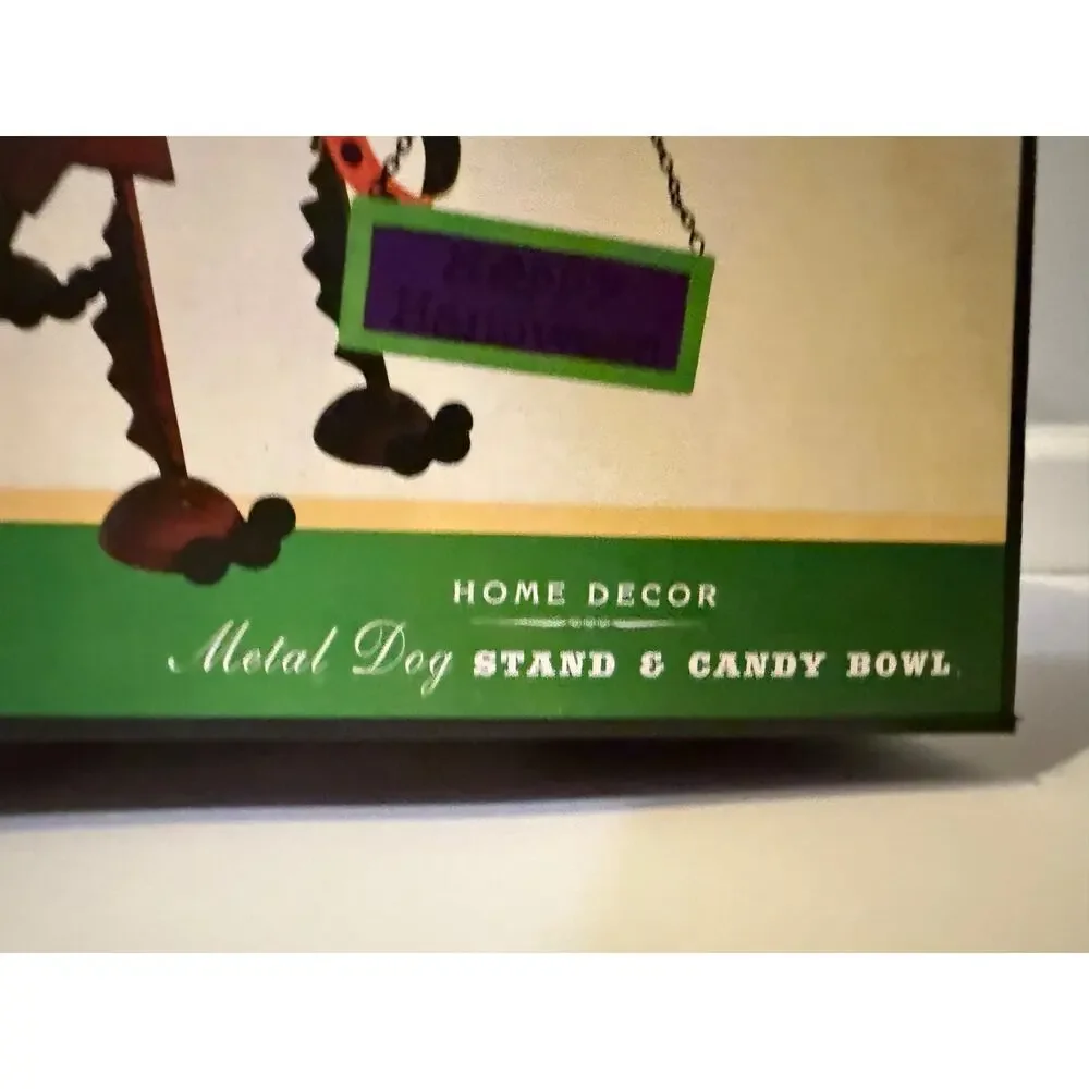 🎃 Cracker Barrel Too Cute To Spook Metal Dog Stand & Candy Bowl Halloween Decor